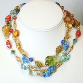 Sweet Romance Candy Glass and Crystal Prisms Necklace