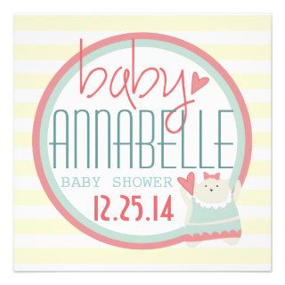 Cute Party Cat Baby Shower Card