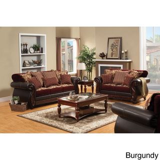 Furniture of America Traditional Franchesca 2 piece Fabric leatherette Sleeper Sofa Set Furniture of America Sofas & Loveseats