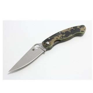 Spyderco Military Model Camouflage G 10 Plain Edge Knife C36GPCMO Spyderco Lockback Knives