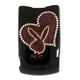 Licensed Black Playboy Snap On for V3 with Glitter Heart and Bunny Outlined in Rhinestones Cell Phones & Accessories