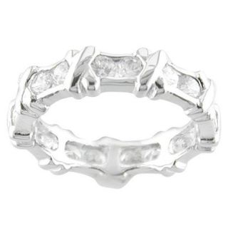 Silver Plated X Design CZ Ring Silver