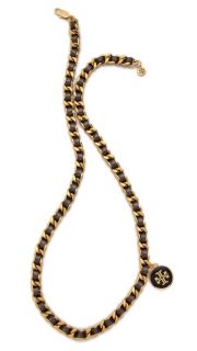 Tory Burch Metallic Leather & Chain Necklace