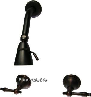 Oil Rubbed Bronze Shower Set with Lever Handles   Set Includes Rough in Valve, Handles, trim, shower pipe with cover and 2" 100% Metal Adjustable Shower Head   Faucet Mount Water Filters