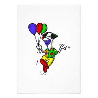 Happy Dancing Clown & Balloons Personalized Invitation