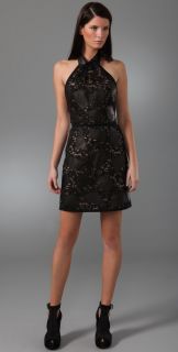 3.1 Phillip Lim Halter Lace Dress with Leather Collar