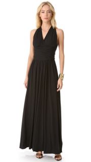 Halston Heritage Ruched V Neck Gown