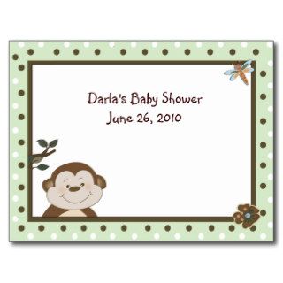 Green Bambino Monkey Baby Shower Advice Cards Postcards
