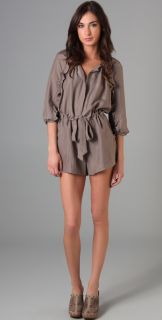 Juicy Couture Washed Silk Romper with Ruffles