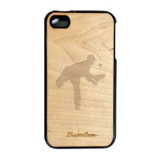 Baseball Pitcher Engraved on Wood iPhone 5 5S Case   For iPhone 5/5S   Designer Real Bamboo Back Case Verizon AT&T Sprint Cell Phones & Accessories