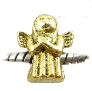 Antique Gold Tone Angel Charm Spacer Bead Fits European Pandora Troll Other Type Bracelet Jewelry