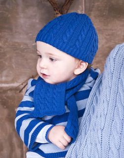 baby boys cable knit hat and scarf gift set by toffee moon