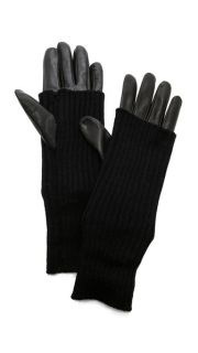 Carolina Amato Knit & Leather Gloves