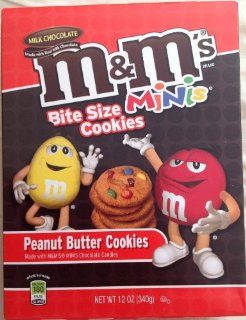 M&Ms Mini Bite Size Cookies   Peanut Butter Flavor   One 12oz Box  Packaged Peanut Butter Snack Cookies  Grocery & Gourmet Food