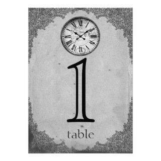 Vintage Clock Paper 1st Anniversary Table Number Card
