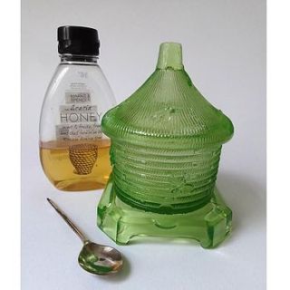 american pressed glass honey jar by retropolitan