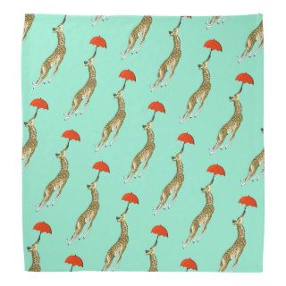 Mint Whimsical Flying Giraffe Pattern Bandanas