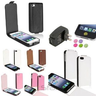 XMAS SALE Hot new 2014 model Color Flip Leather Clip on Cover Case+Black AC Charger+Sticker For iPhone 5 5SCHOOSE COLOR Cell Phones & Accessories