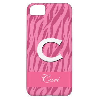 Custom Name Monogram Pink Zebra Print C108 Ver 2 iPhone 5C Cases