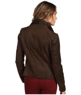 Nicole Miller Leather Jacket w/ Ribbed Knit Trim