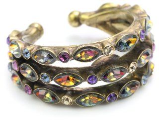 Sorrelli "Aurora Sky" Multi Crystal Petal Band Gold Tone Ring Jewelry