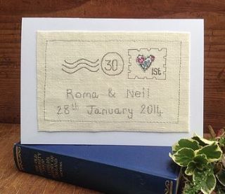 pearl wedding anniversary card by caroline watts embroidery