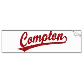 Compton script logo in red bumper stickers