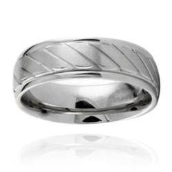 Stainless Steel Men's Diagonal Groove Ring West Coast Jewelry Men's Rings