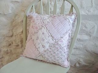floral patchwork style shabby chic cushion by country touches