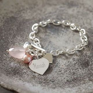 rose quartz sterling silver heart bracelet by hurley burley
