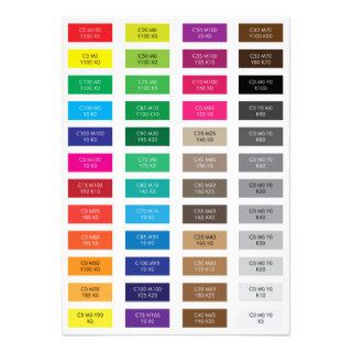 CMYK and Hex Code Color Samples Card