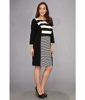 Vince Camuto Plus Plus Size 3/4 Sleeve Mix Stripe Suiting Dress