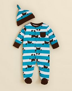 Offspring Infant Boys' Bear Print Footie & Hat   Sizes 0 9 Months's