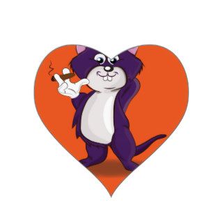 Cute Cartoon Smoking Mouse. Funny mouse Heart Stickers