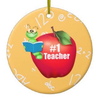 Number One Teacher Christmas Tree Ornaments