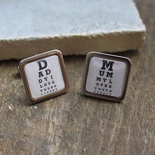 personalised eye test chart cufflinks by posh totty designs boutique