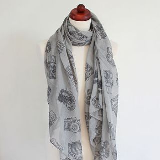 vintage camera print design scarf by house interiors & gifts