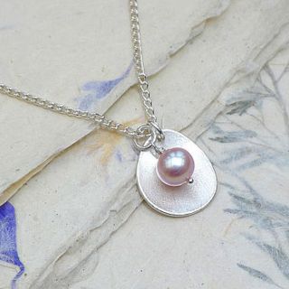 handmade pearl pendant with silver petal by lilia nash jewellery