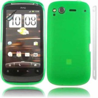 Gel Case Cover Skin And LCD Screen Protector For HTC Desire S G12 / Green Design Cell Phones & Accessories