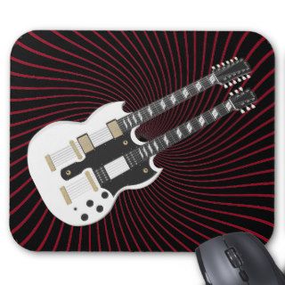 Guitar White Double Neck Spiral Mousepad