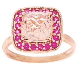 2.50 ct tw Cushion Cut Morganite & Pink Sapphire Ring, 14K —