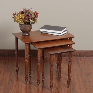 Set of 3 Rubberwood Nesting Tables (Malaysia) Coffee, Sofa & End Tables