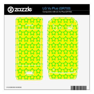 Pattern Yellow Background with Green Stars Skin For LG Vu Plus