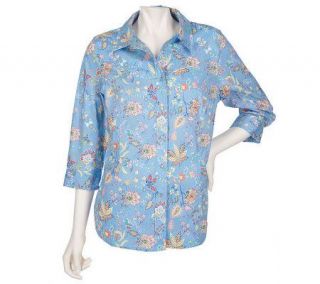 Denim & Co. 3/4 Sleeve Multi Print Western Shirt  —