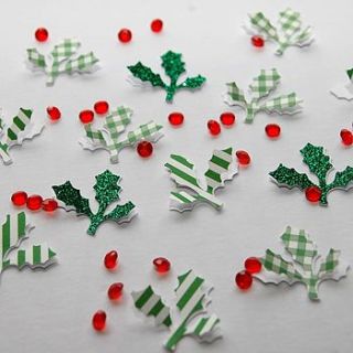 3d holly and berries table confetti by love those prints