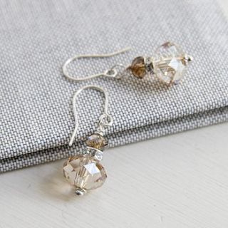 earrings made with swarovski crystals in golden shade by myhartbeading