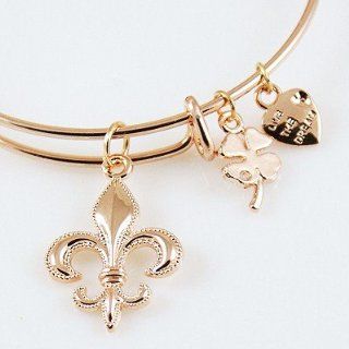 Expandable Bracelet Charmed memories fully adjustable rose gold Fleur De Lis bangle bracelet Jewelry