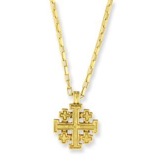 2 MM Gold tone Jerusalem Cross 18in Necklace   18 IN   Vatican Library Religious Collection Pendant Necklaces Jewelry