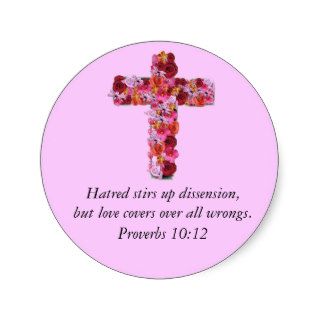 Cross Design Love Bible verse Round Sticker
