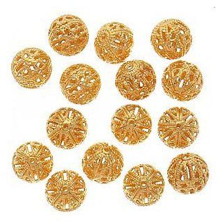 22K Gold Plated Filigree 10mm Round Beads (100)